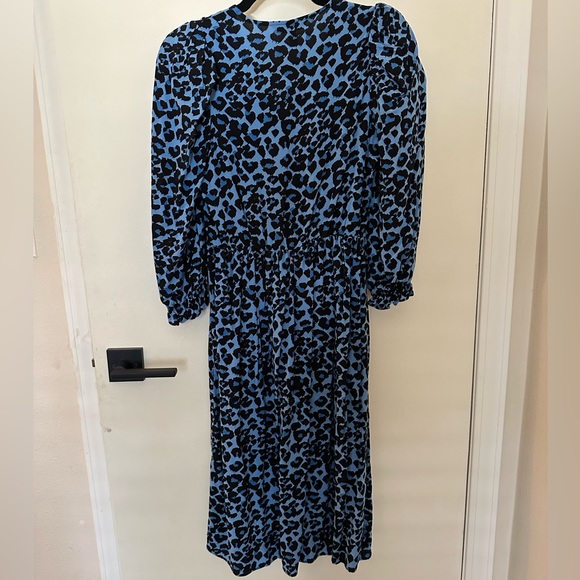 NWT Banana Republic Midi Blue Leopard Print Dress - Picture 2 of 5